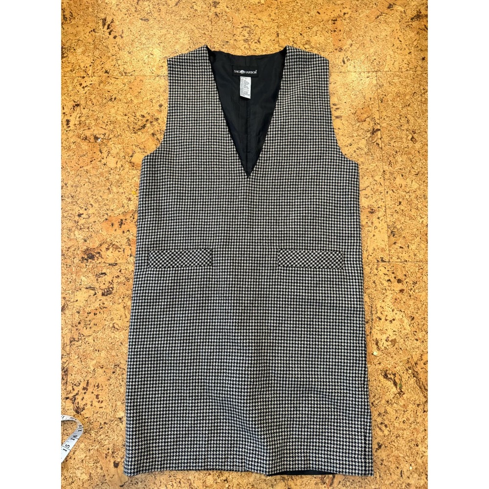 Sag Harbor VTG wool blend pinafore dress midi houndstooth 8 - Picture 6 of 7